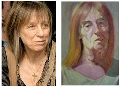 A photo of Suze, <i>left</i> and a detail of a painting I did of my sister Alexandra, <i>right</i>.  There is a resemblance especially in the hair