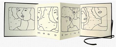 Short Stories: Mood Swing, print on accordion book, Susan Rotolo, 1993, 2“ x  2”